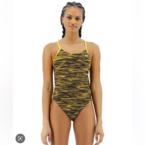TYR Durafast Elite®Girls' Cutoutfit Swimsuit - Fizzy Competition Size 24 7/8 - Picture 1 of 5